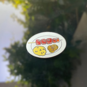 Filipino Food Philippines Barbecue BBQ Skewer Plate Enamel Pin