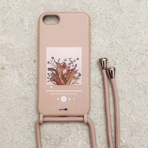 Coque à cordon, Chaîne - collier téléphone biodégradable, Eco Phone Case : Bouquet cappuccino