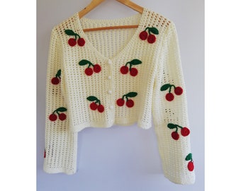white cherry cardigan