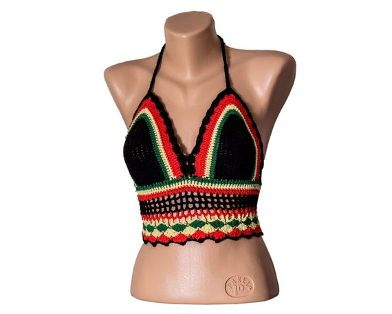Africa Crochet Top | Crochet Bralette | Knit Bikini Top | Handmade Cotton Bikini | SwimWear | Boho Festival Beach Wear 2021 Trend Crop Top