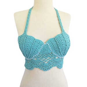 Mermaid Crochet Costume | Ariel costume  | Knit Bikini Top | Handmade Cotton Bikini | SwimWear | Boho Festival Beach Wear 2022 Halloween