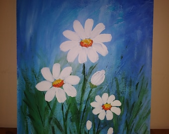 Pintura acrílica. Fotos originais. Pintado à mão. Arte de parede. Decoração de casa. Flores. Pintura positiva.
