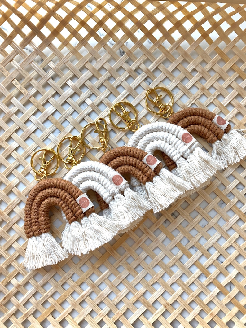 Macrame Rainbow Keychain Boho Rainbow Keychain Rainbow Etsy