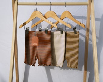 Lettuce trim biker shorts | Ribbed biker shorts | Pinstripes biker shorts | Toddler girl's biker shorts