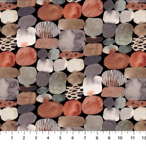 Pebbles Fabric, Rock Riverbed, Animal Print Pebbles Fabric, Wild West fabric by Figo.  Nature fabric, Cotton Craft Material
