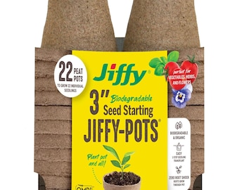 Jiffy 3 Peat Pots (22 Pack) Biodegradable Organic Seed Starter Pots OMRI Listed