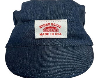 Vintage Round House Kids Denim Railroad Engineer Cap Made USA NWT