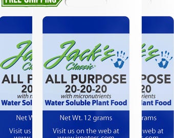 Jacks Classic 20-20-20-Water Soluble All Purpose Plant Food 12g 3 Pack