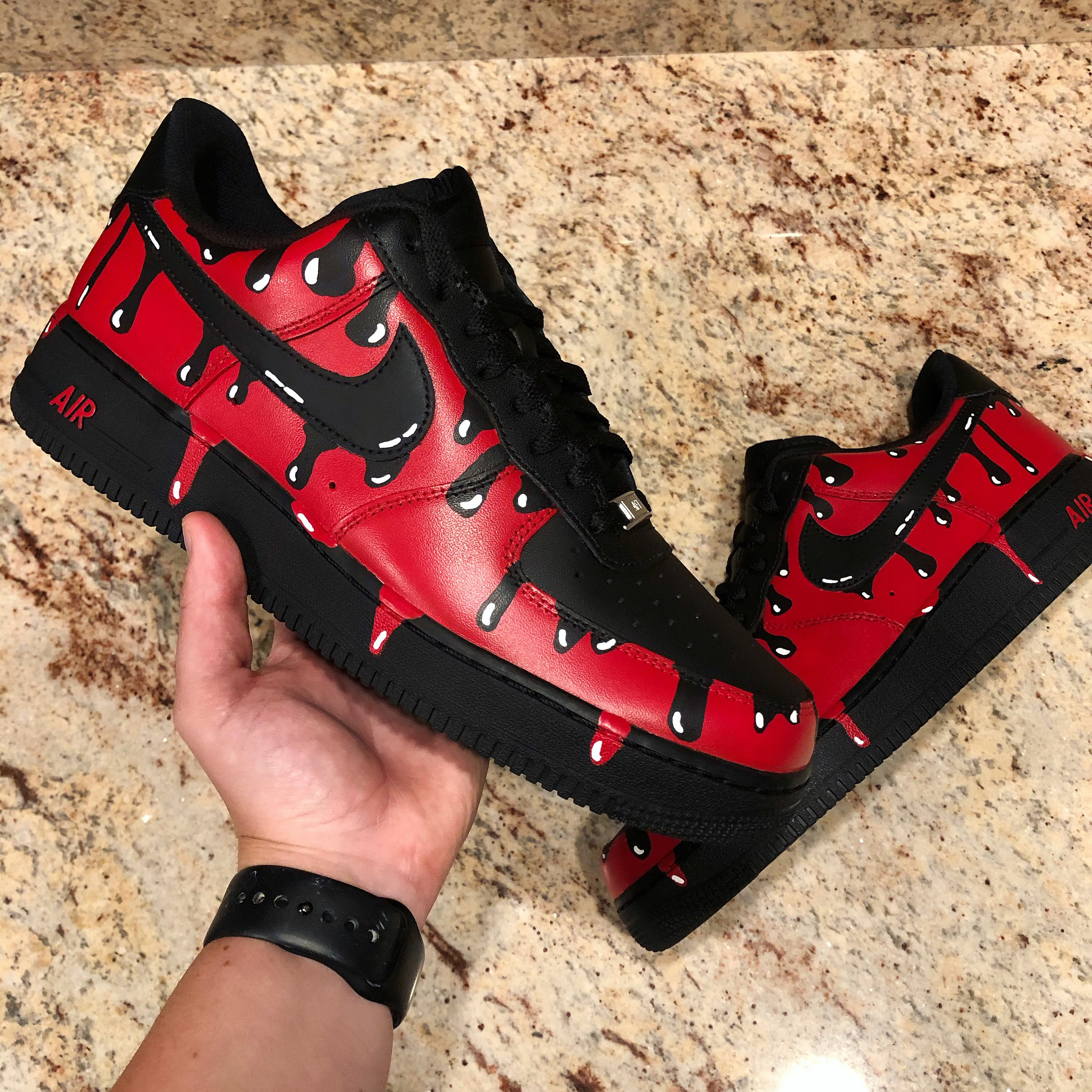 Buy Custom Red/black Drip Air Force 1 Online in India 