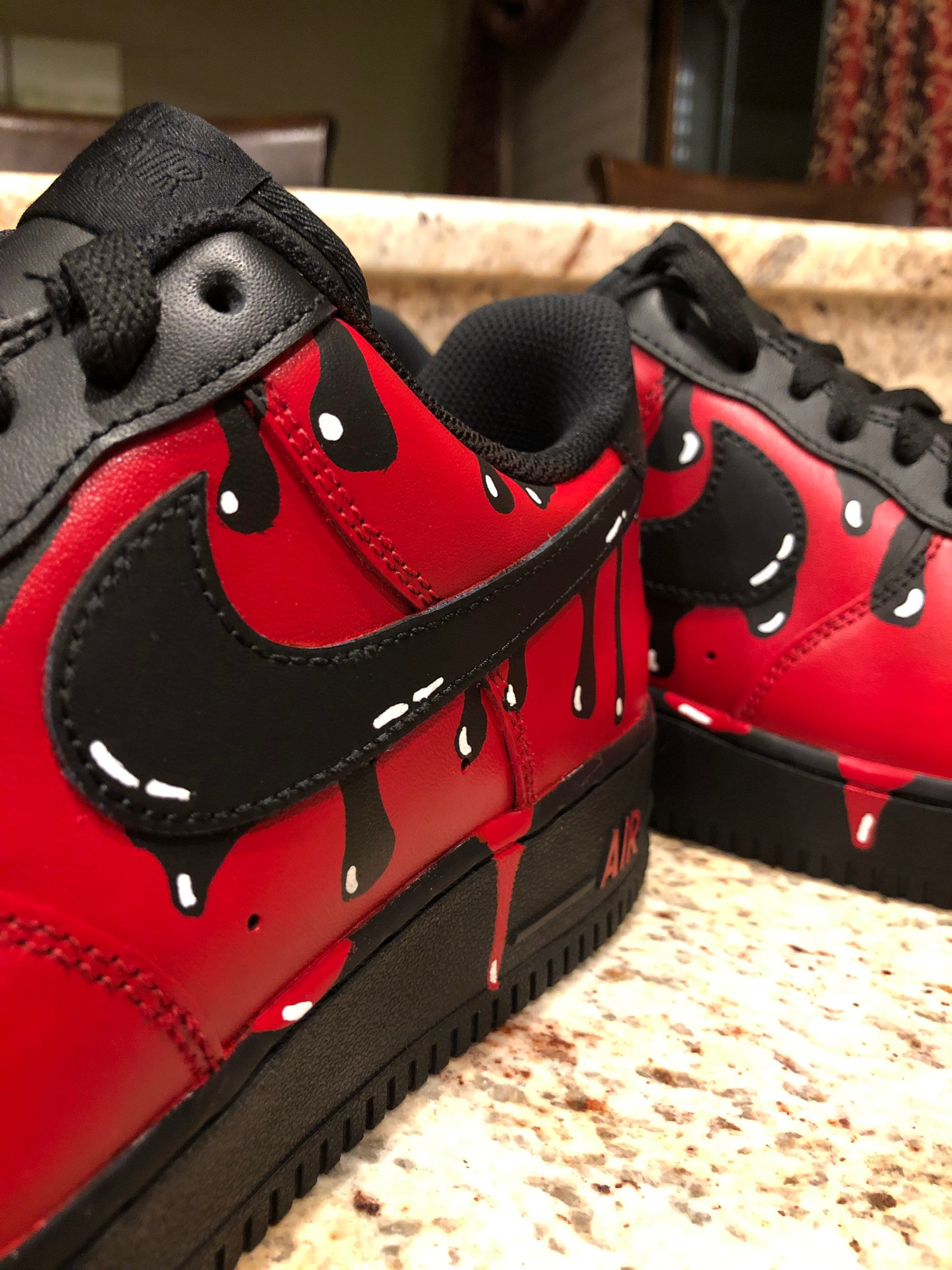 💦Custom Red Drip Painted Air Force 1💦