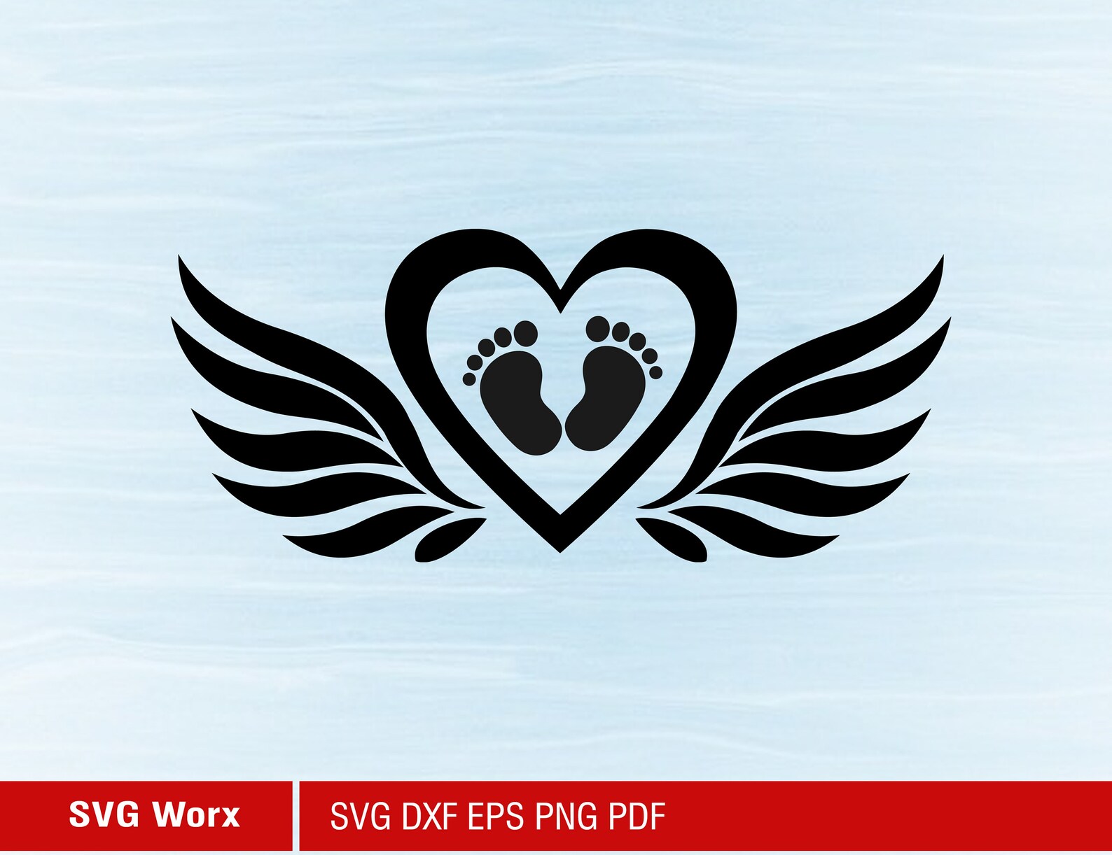 Baby Footprint With Angel Wings SVG Infant Loss Vector Etsy