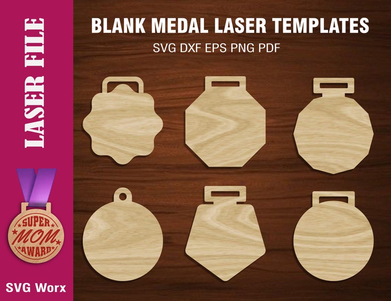 Laser cutting template blank medal medal shape pattern Etsy