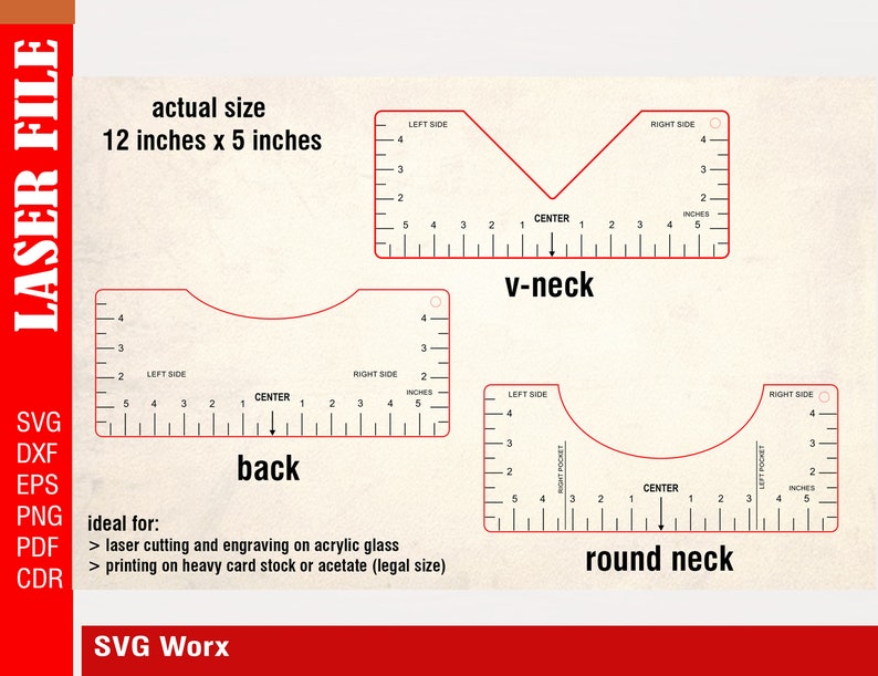 Download T-shirt Alignment Tool SVG Tshirt Ruler Printing Guide ...