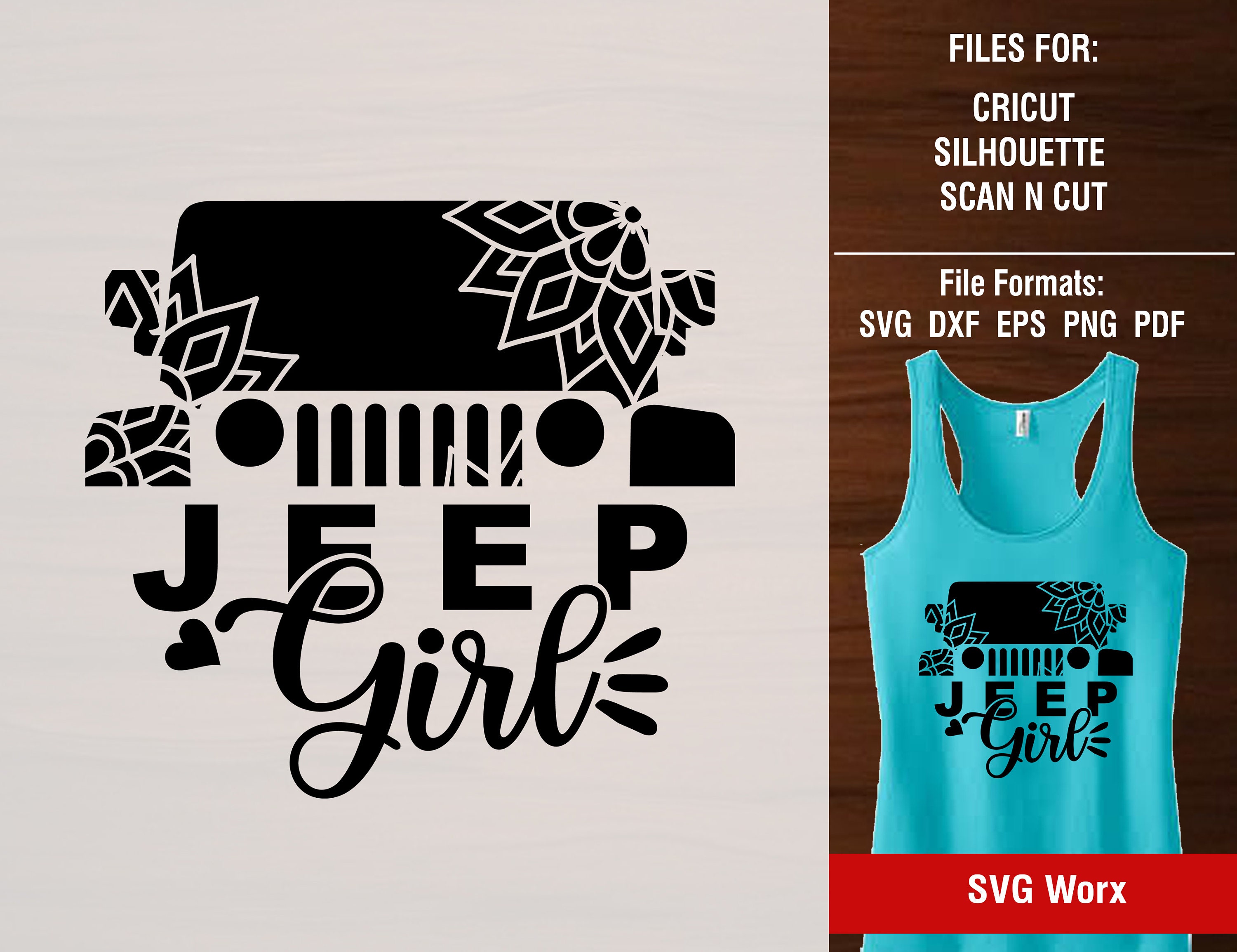 Jeep Girl Svg Jeep Girl Shirt Jeep floral mandala Dxf Eps | Etsy