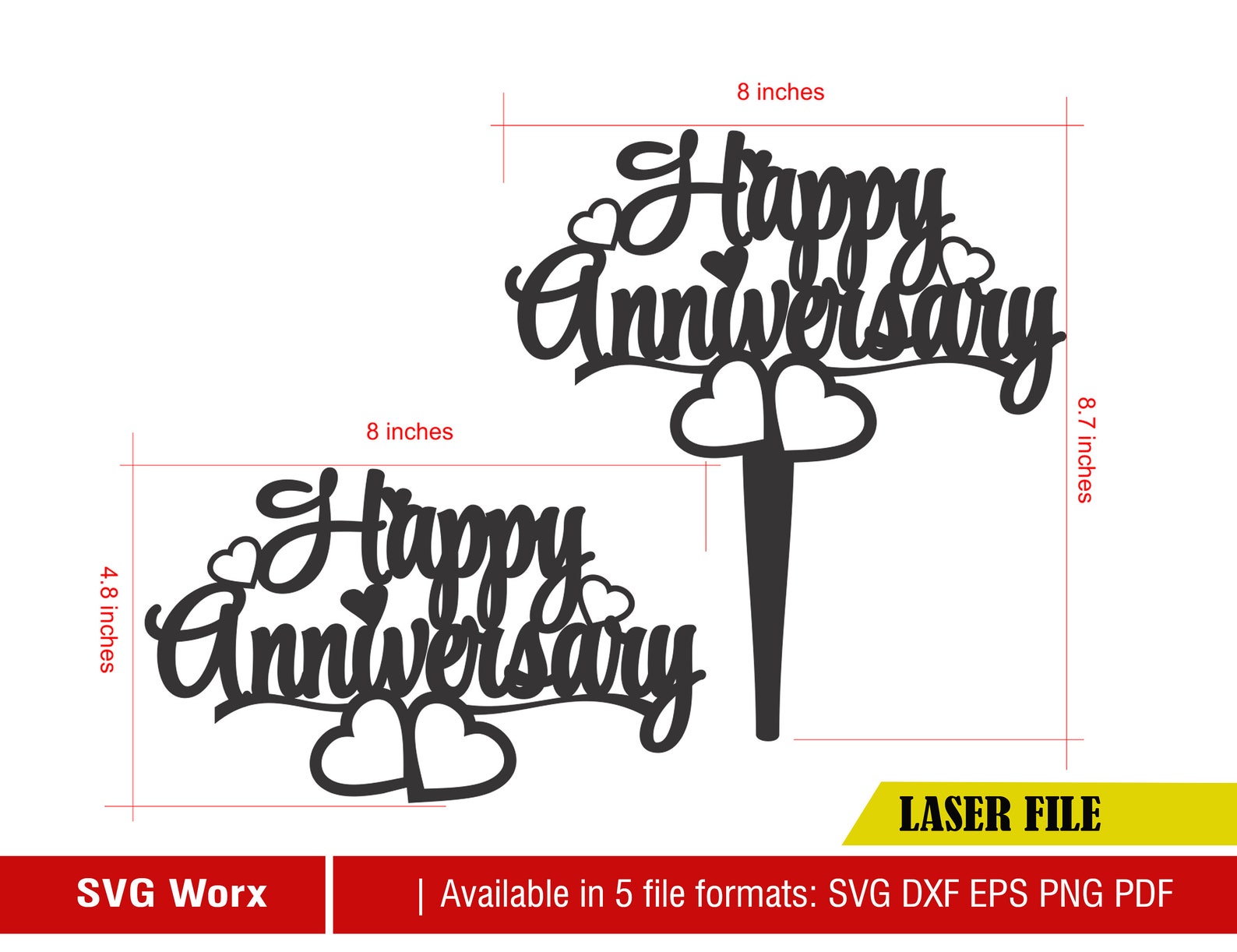 Happy Anniversary cake topper SVG Digital Cut File for CNC | Etsy