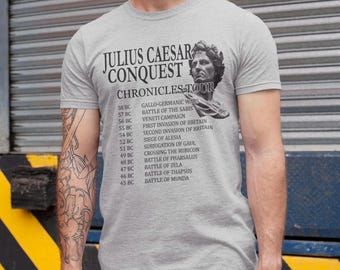 Julius Caesar Conquest Chronicles Tour Tshirt, Roman Emperor Gift, Ancient Rome History Apparel Unisex T-Shirt