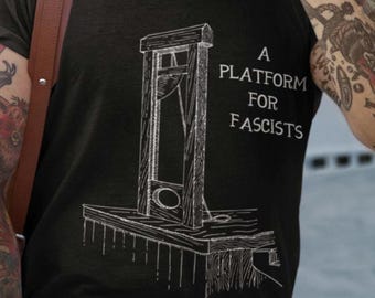 Camiseta Plataforma para fascistas, camiseta Guillotina sarcástica, camiseta Antifa, camiseta unisex socialista, izquierdista y antifascista