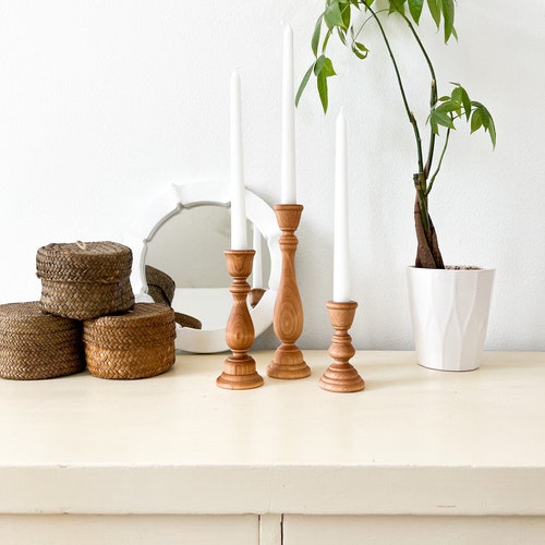 Boho Wooden Candle Sticks/candle Stick Holders/candle Stick Etsy