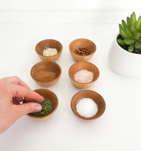 Pinch Bowl Set/recipe Prep Set/dipping Cups/ Small Wooden Bowls