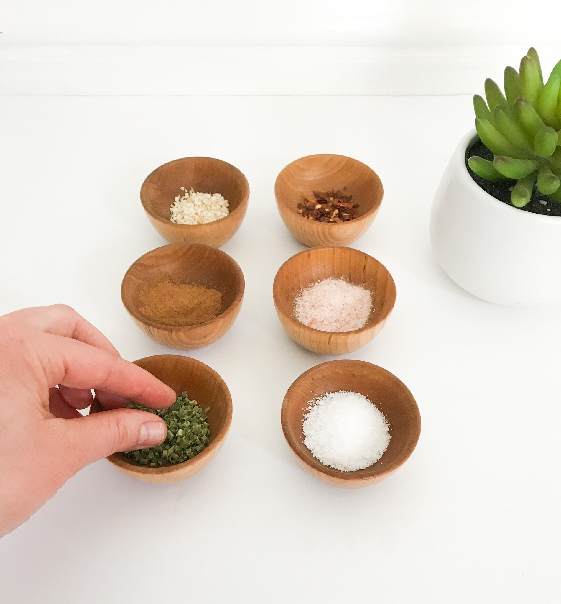 Pinch Bowl Set/Recipe Prep Set/Dipping Cups/Mise En Place bowls/Pinch Bowls/Recipe Prep Bowls/Salt Bowls/Wooden Bowl Sets/Tiny Wooden Bowl