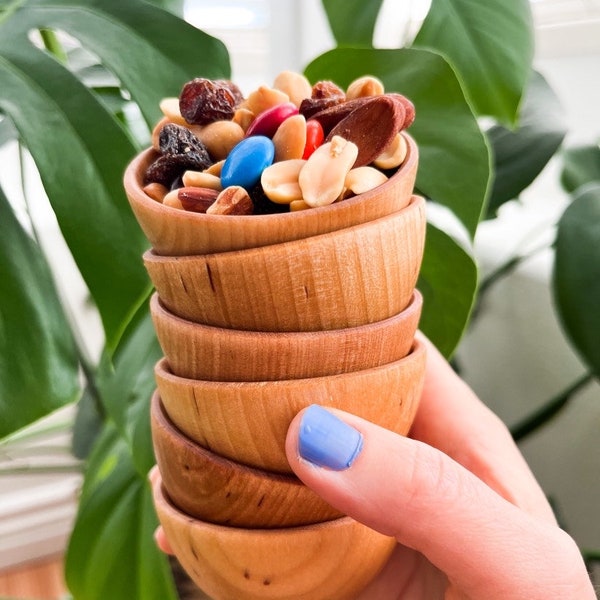 Individual Mini Snack Bowls/Wooden Snack Bowl Set/Wood Serving Bowl/Snack Cups/Snack Bowls/Pinch Bowl/Pinch Bowl Set/Pinch Bowls/Pinch Bowl