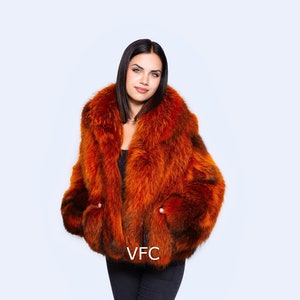 Orange Finn Raccoon Fur Coat, Real Finn Raccoon Fur Coat, Fluffy Fur Coat, Luxury Fur Coat, Handmade Fur Coat