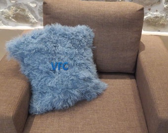 Baby Blue Mongolian Lamp Fur Pillow Cover, Handmade Pillow Cover, Luxury Pillow Cover, Fluffy Fur Pillow Cover, Fur Pillow Cover