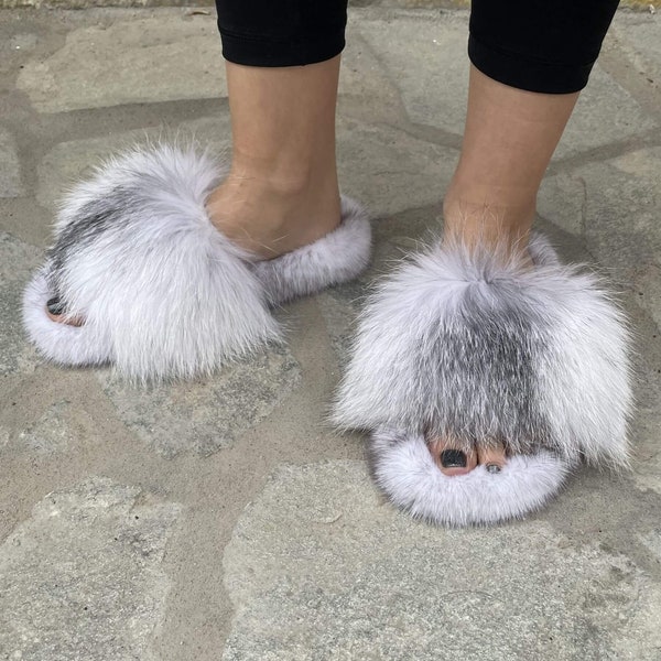 mens fur slides