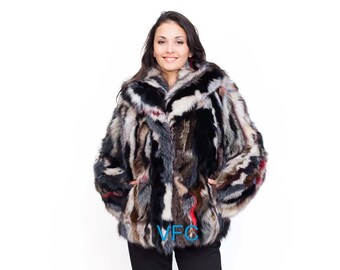 ジャケット・アウター HAND-PAINTED RECYCLE FUR JACKET Vintage 70s Cream Shaggy Wool Jacket, Shapes & Things