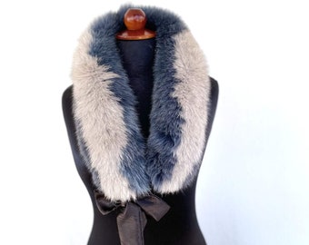 Colorful Fox Fur Collar, Real Fox Fur Collar, Handmade Collar, Luxury Collar