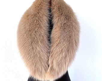 Camel Fox Fur Collar, Real Fox Fur Collar, Handmade Collar, Luxury Collar