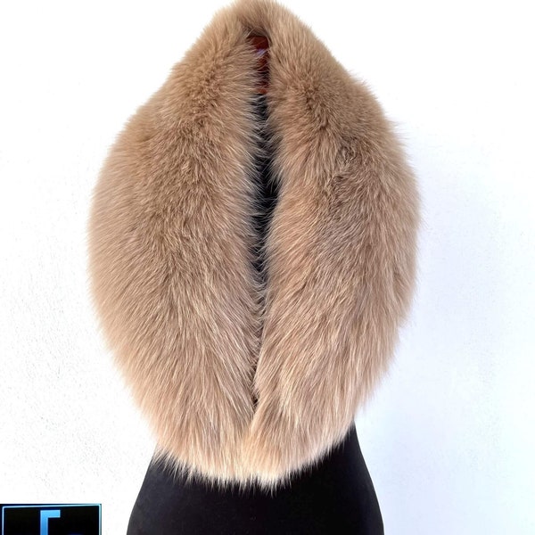 Camel Fox Fur Collar, Real Fox Fur Collar, Handmade Collar, Luxury Collar