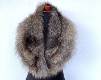 Crystal-Beige Fox Fur Collar, Real Fox Fur Collar, Handmade Collar, Luxury Collar