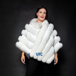 Real Fox Fur Cape, White Fox Fur Cape, Wedding Cape, Fluffy Fur Cape, Luxury Fur Cape