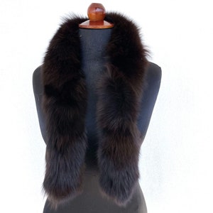 Fox Fur Hood Trim, Chocolate Fox Fur Collar, Fur Trim, Fur Scarf, Fluffy Detachable Fur
