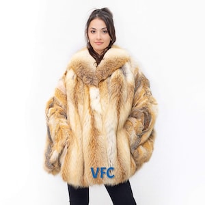 Real Fox Fur Cape, Gold Fox Fur Cape With Collar, Fluffy Fur Cape, Luxury Fur Cape