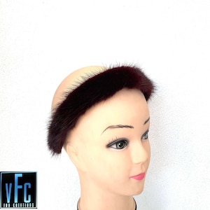 Burgundy Mink Fur Headbands, Real Mink Fur Headbands, Handmade Headbands, Luxury Headbands, Fur Accessories