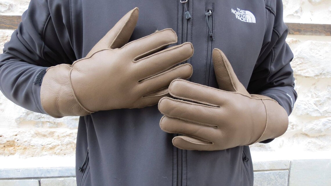 Mens Fur Gloves Real Brown Mouton Gloves Real Fur Gloves Etsy