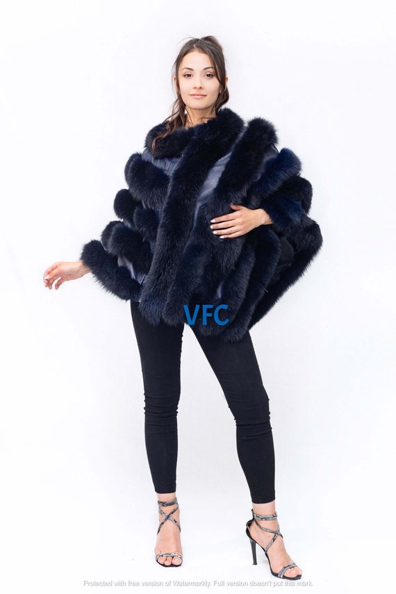 Blue fur cape sales