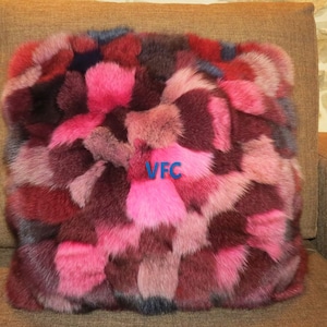 Multicolor Fox Fur Pillow Cover, Handmade Pillow Cover, Luxury Pillow Cover, Fluffy Fur Pillow Cover, Fur Pillow Cover
