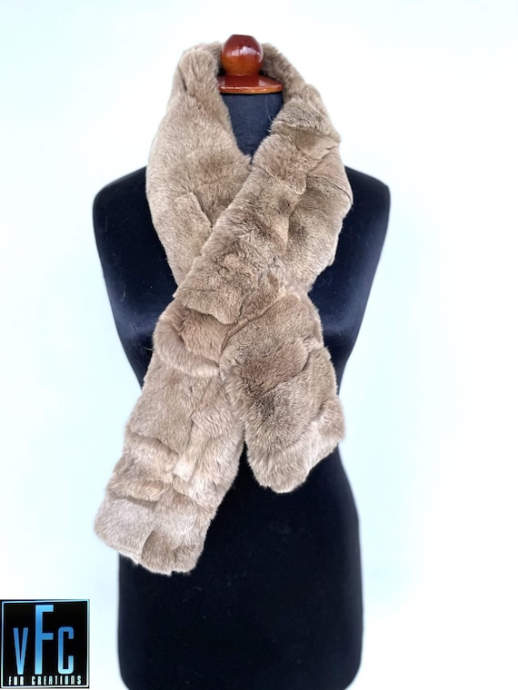 Rabbit Fur Scarf, Fake Fur Collar, Rex Long Scarf, Fox Fur Collar