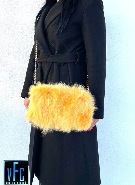 FOX FUR POUCH YELLOW FOX FUR POUCH YELLOW
