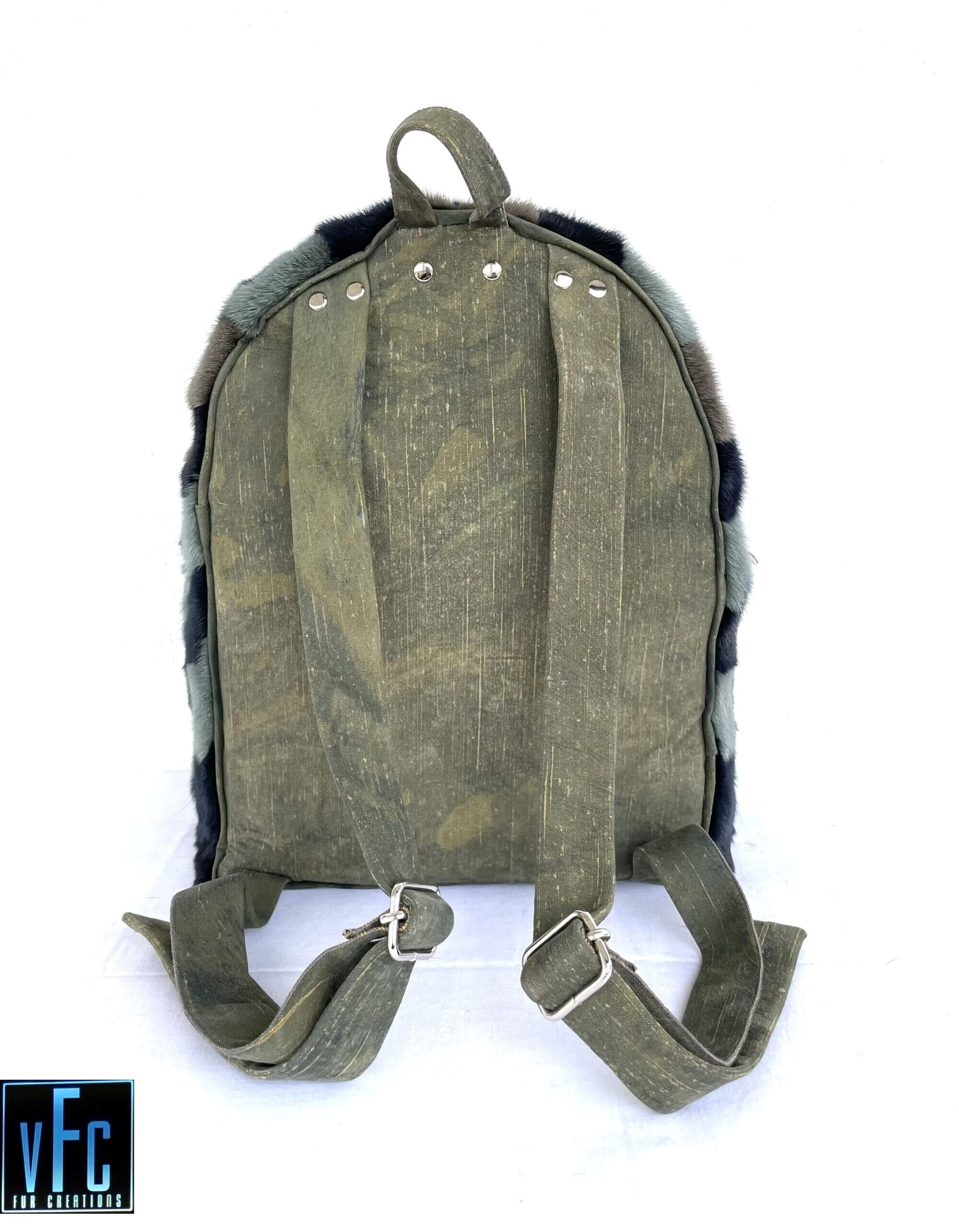 ?Sale! Real Mink Backpack EUC Real Mink Fur Backpack With Animal Print and Genuine Leather  main image 4