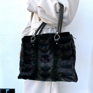 Bolso de piel de visón verde, bolso de hombro de piel de visón, bolso de piel de visón, bolso de piel, bolso de piel real, bolso de piel hecho a mano