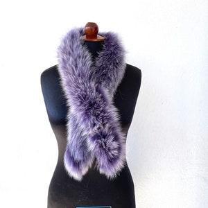 Fox Fur Hood Trim, Purple Fox Fur Collar, Fur Trim, Fur Scarf, Fluffy Detachable Fur