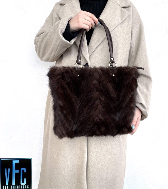 Brown Mink Fur Handbag, Mink Fur Shoulder Bag, Mink Fur Handbag, Fur  Handbag, Real Fur Bag, Handmade Fur Bag