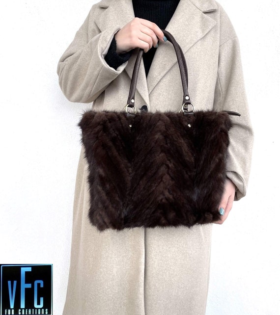 Real Mink Fur Tote Bag