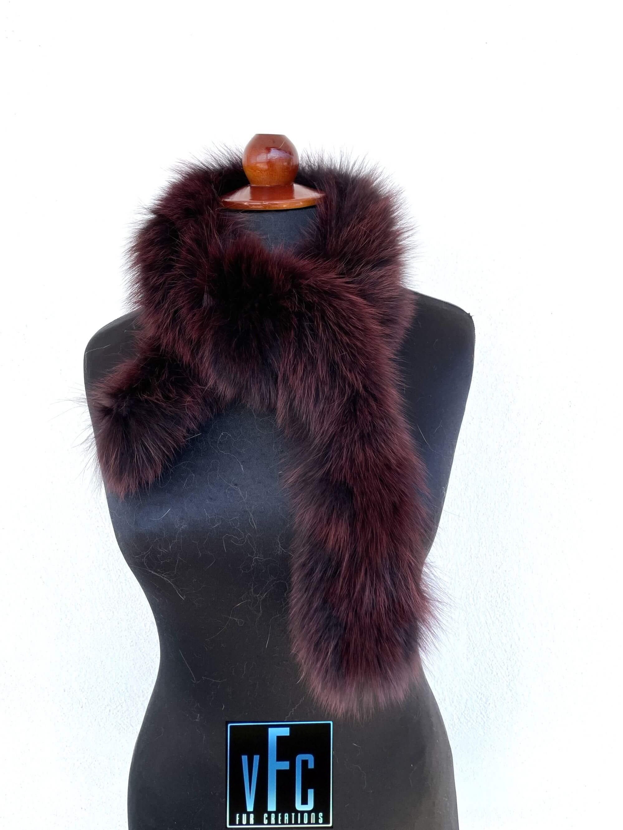 Fox Fur Hood Trim, Burgundy Fox Fur Collar, Fur Trim, Fur Scarf, Fluffy ...