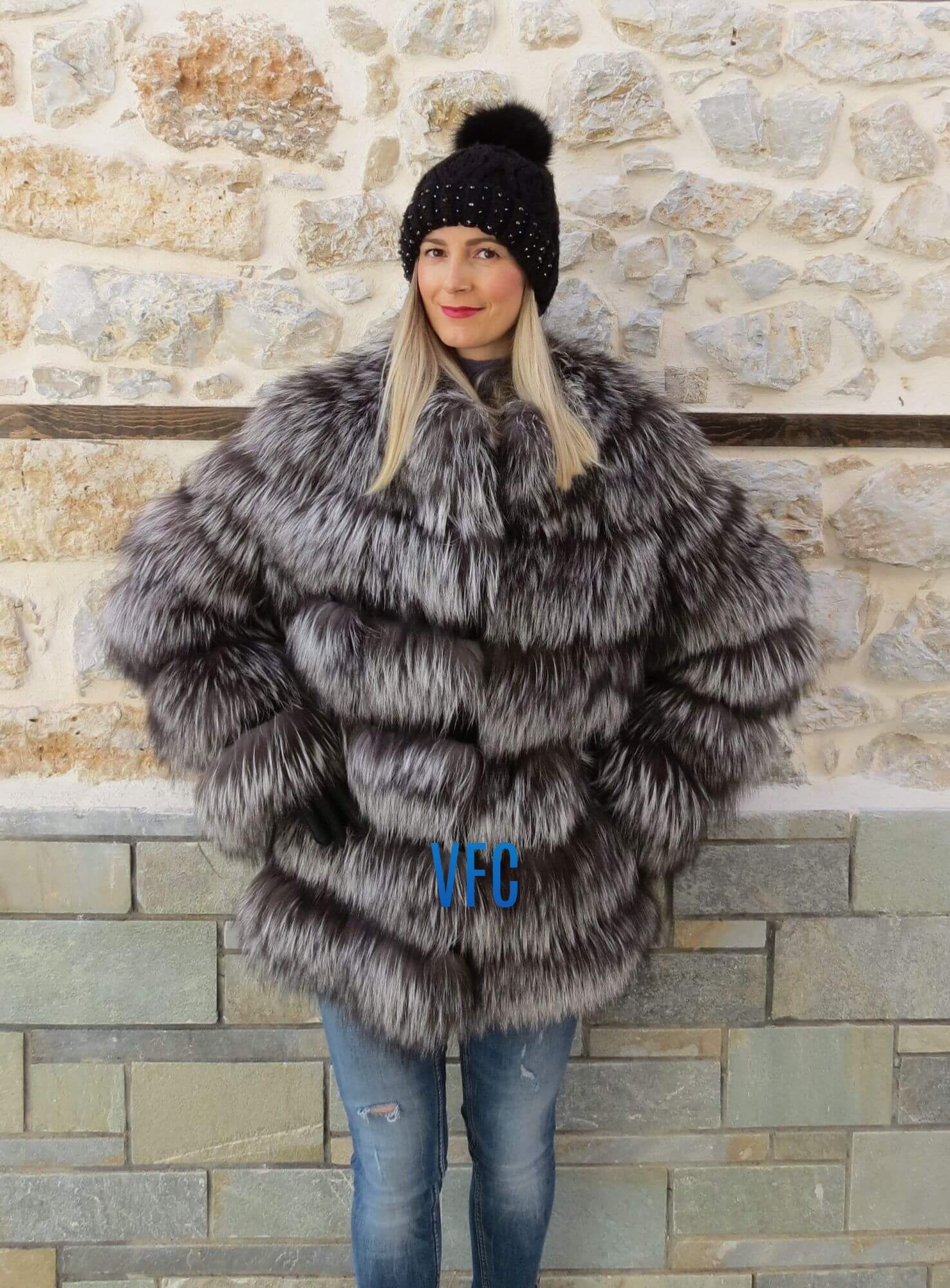 Real Fox Fur Jacket, Silver Frost Fox Fur Jacket, Fluffy Fur Jacket, Luxury Fur Jacket