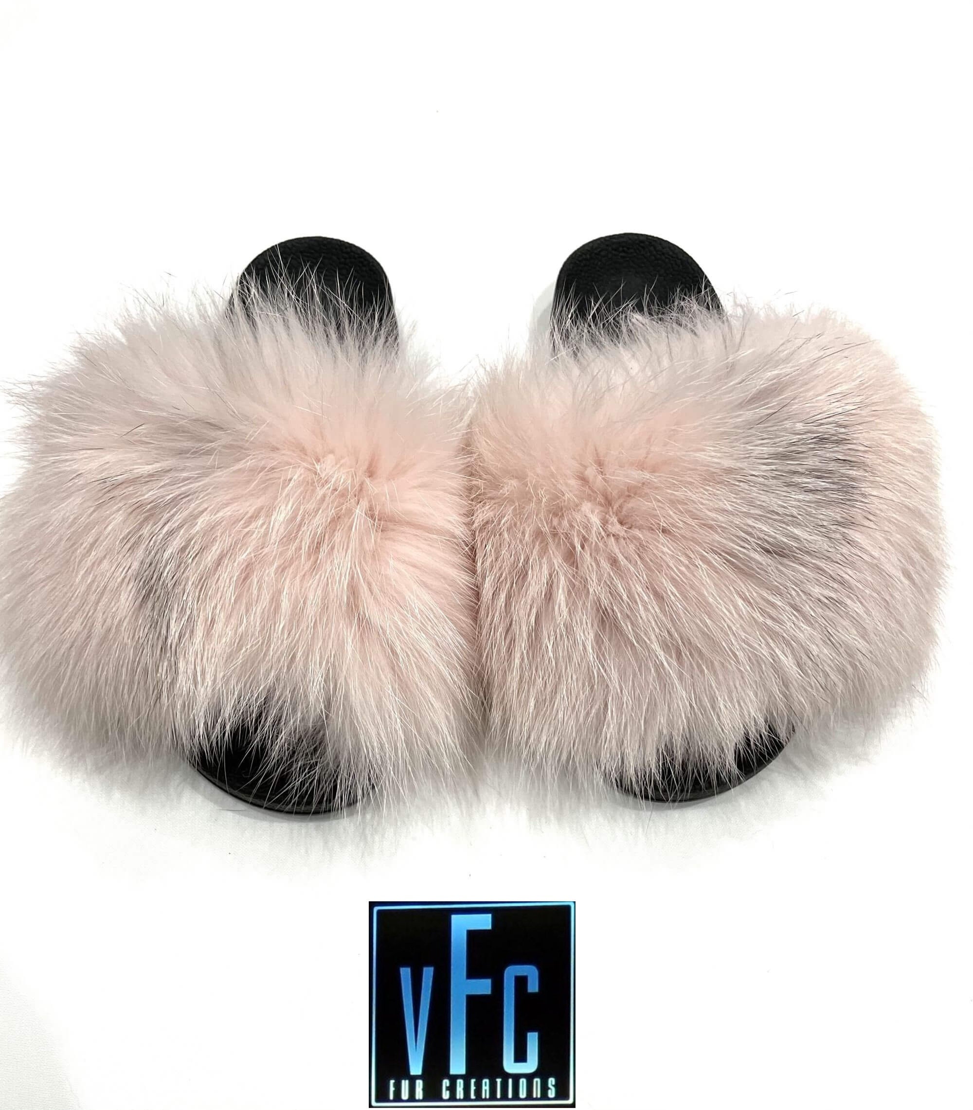 Pink Fox Fur Slides Real Fur Slides Fur Slippers Fluffy -  Israel